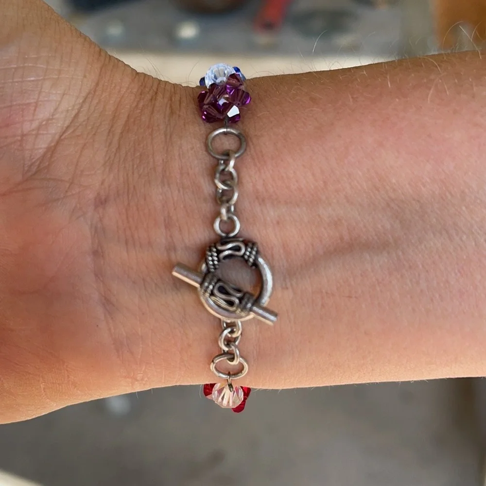 Handmade Swarovski Crystal flower rainbow pride bracelet - Picture 14 of 14